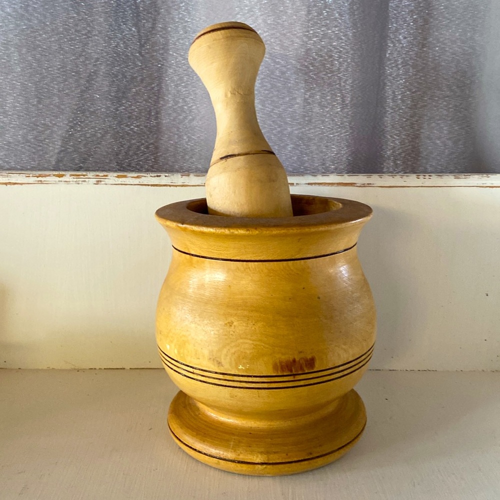WOOD 2PCS MORTAR AND PESTLE SET. FLOWERS NOT INCLUDED - Picture 3 of 6